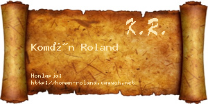 Komán Roland névjegykártya